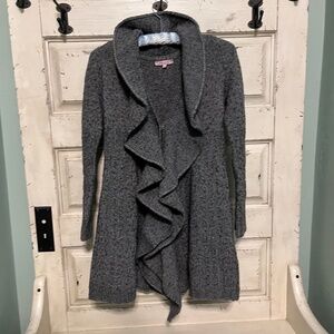 Hekla & Co. Women's Gray Heather Wool Blend Snap Front Sweater Size L